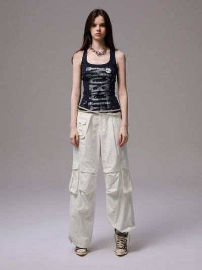 Letter Print I-shaped Sleeveless Top JIN0032