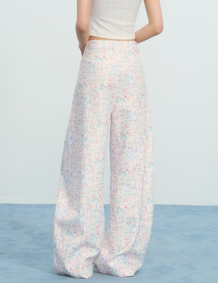 Colorful Puppy Graffiti Print Pants NTO0225