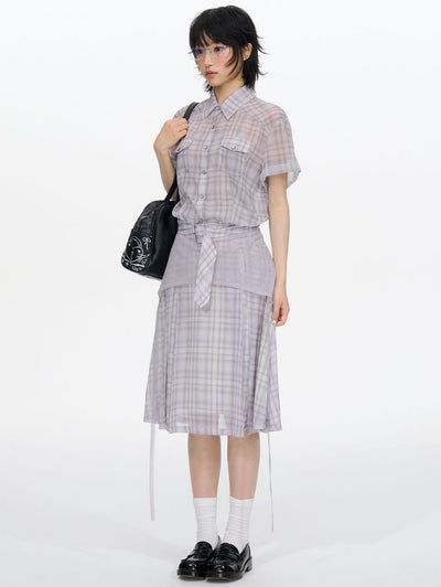 Plaid Chiffon Shirt/Skirt NEC0201