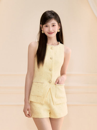 Beaded Sleeveless Vest/Shorts OSH0117