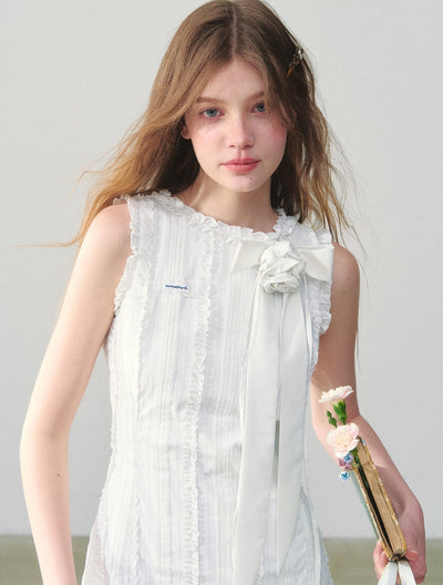 Striped Lace Sleeveless Dress SUN0147