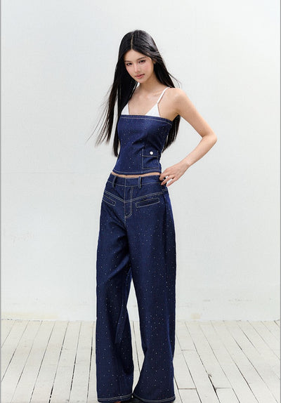 Diamond Suspender Top/Denim Pants AGM0158