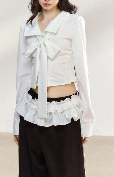 White Bow Lace Shirt/Pants SHI0210