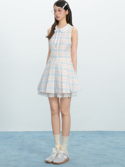 Fresh Plaid Baby Collar Lace Dress NTO0221