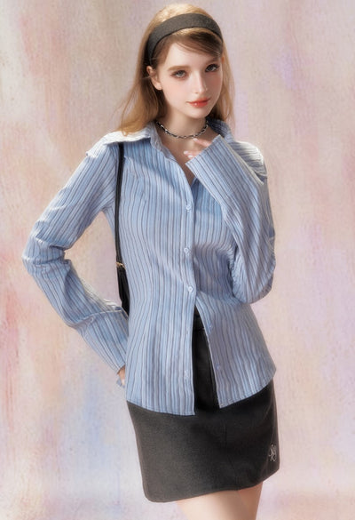 Embroidered Logo Stripes Slim Shirt SPE0001