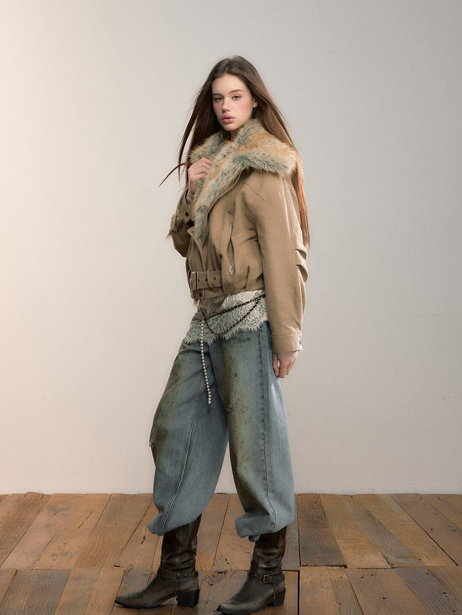 Gradient Fur-lined Reversible Coat VIA0354