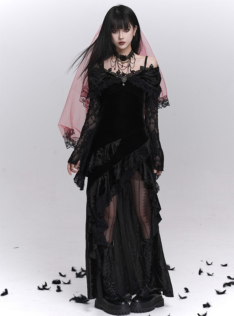 Lace Flared Sleeves Strap Dress LAD0239