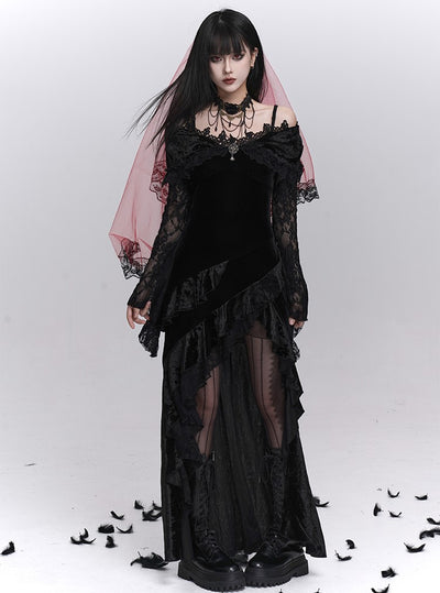 Lace Flared Sleeves Strap Dress LAD0239