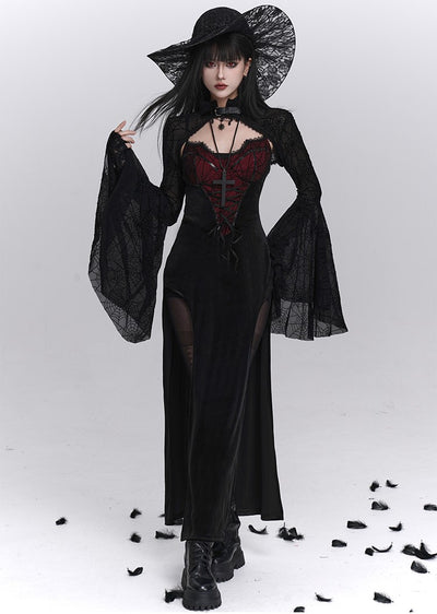 Spider Web Design Slit Strap Dress/Shawl LAD0241
