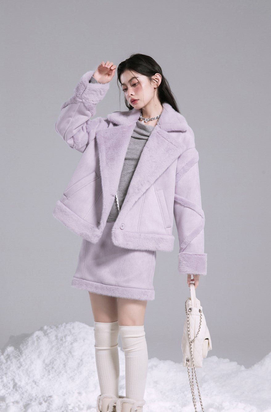 StellaLou Purple Fur Coat/Skirt COT0183