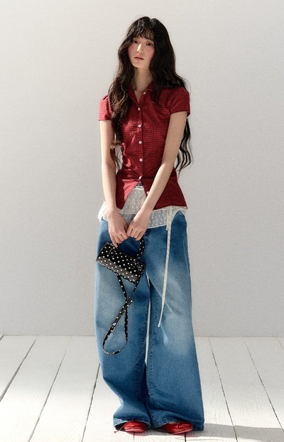 Red Short-sleeved Shirt SHI0146
