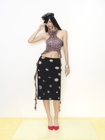 Leopard Print High Collar Top NOL0062