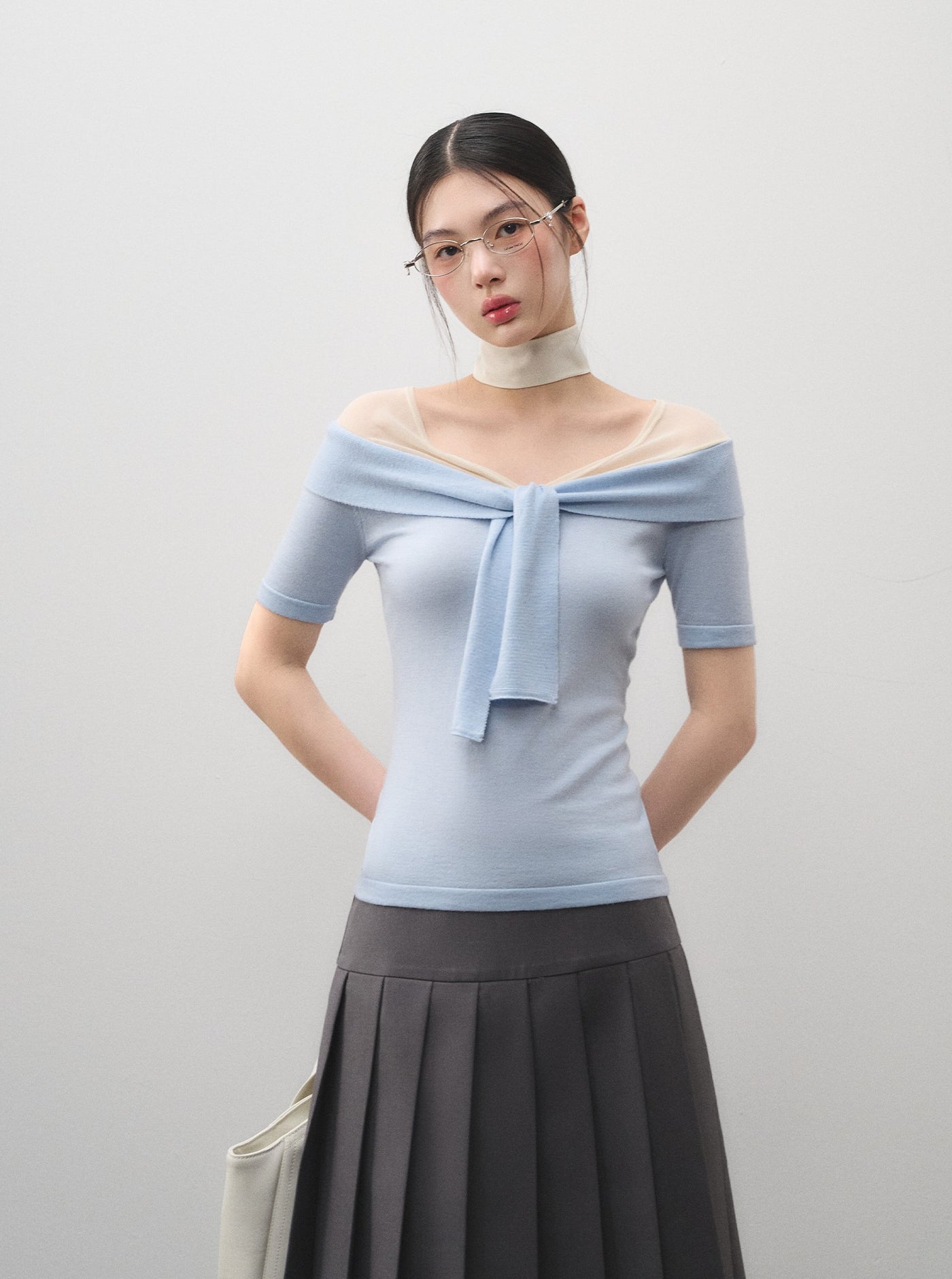 One-shoulder Twisted Slim T-shirt LAL0160