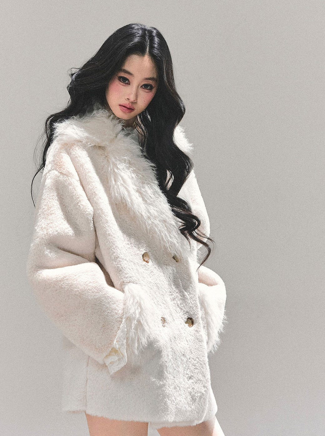 Off-white Fur Trim Coat DIA0675