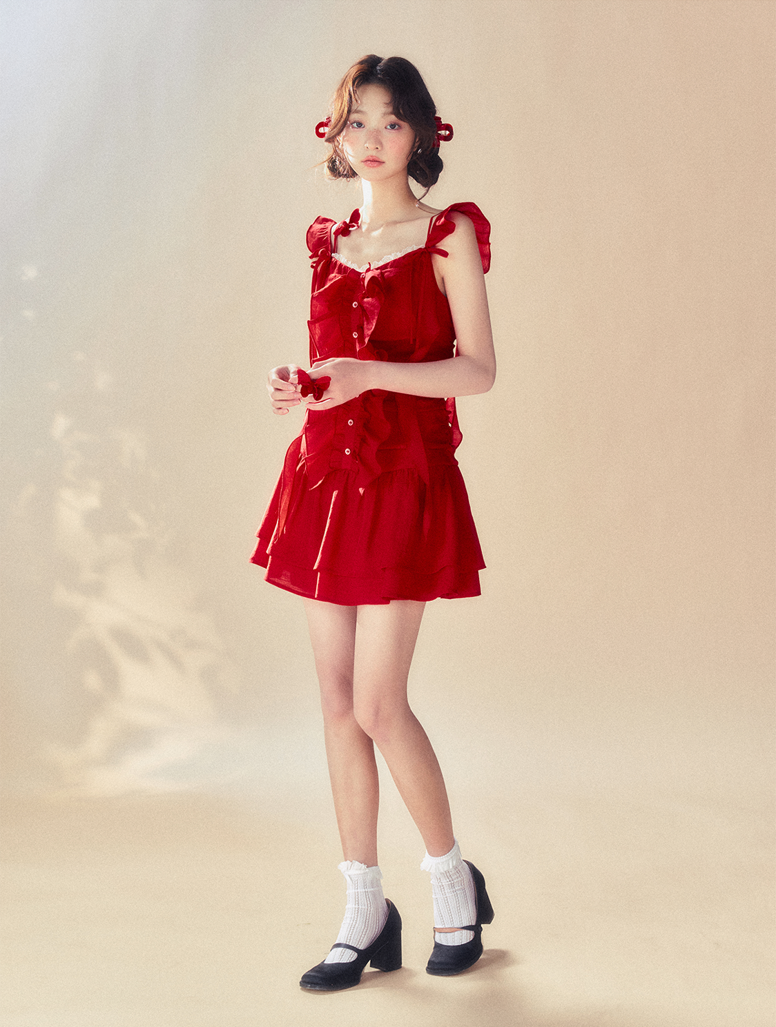 Red Bow Suspender Dress SUN0057