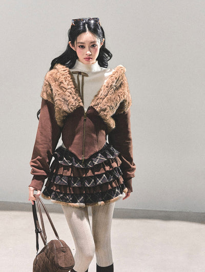 Lambswool Short Hooded Jacket DIA0681