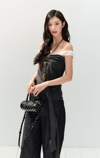 Lace One-shoulder Sling Top SHI0152