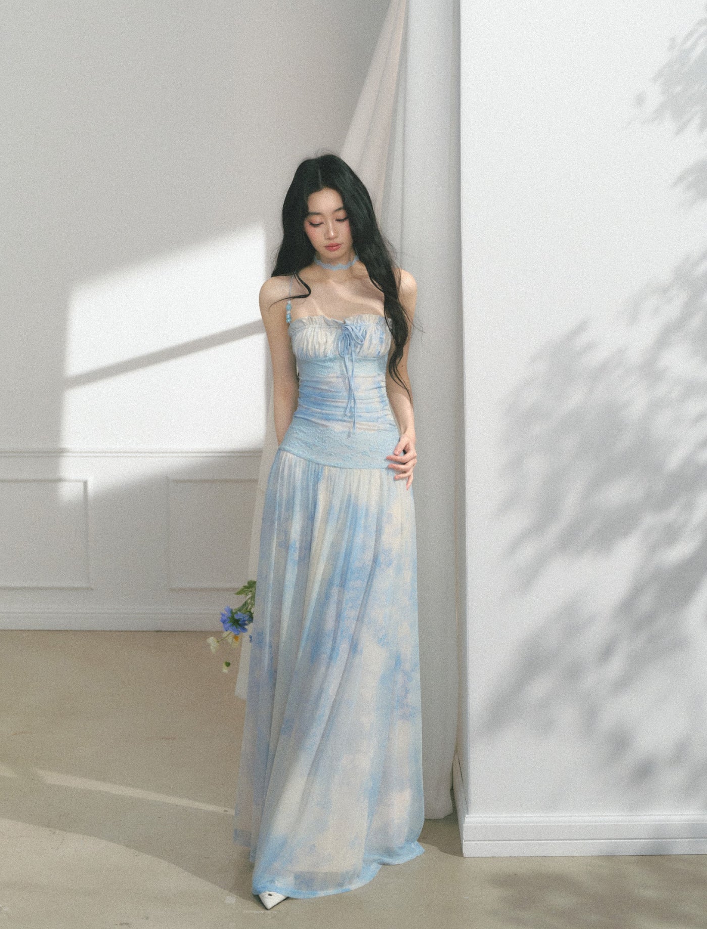 Blue Beaded Lace Dress SAL0168