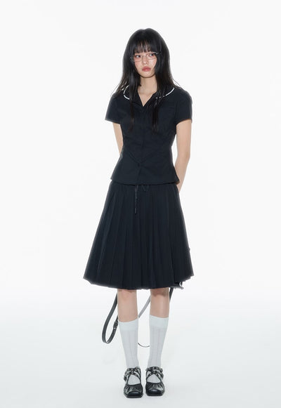 Black Lace Doll Collar Shirt ONT0017