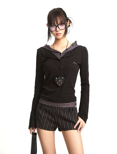 Fake Two-piece Hooded T-shirt UNC0284