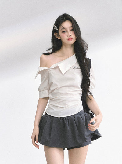 High-end French off-shoulder Shirt DIA0505