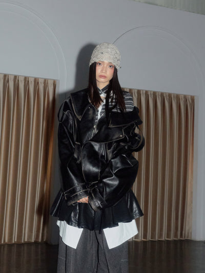 Button-Down High Neck Striped Sweater JNY0284