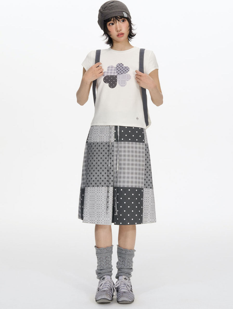 Polka Dot Plaid Print Skirt NEC0209