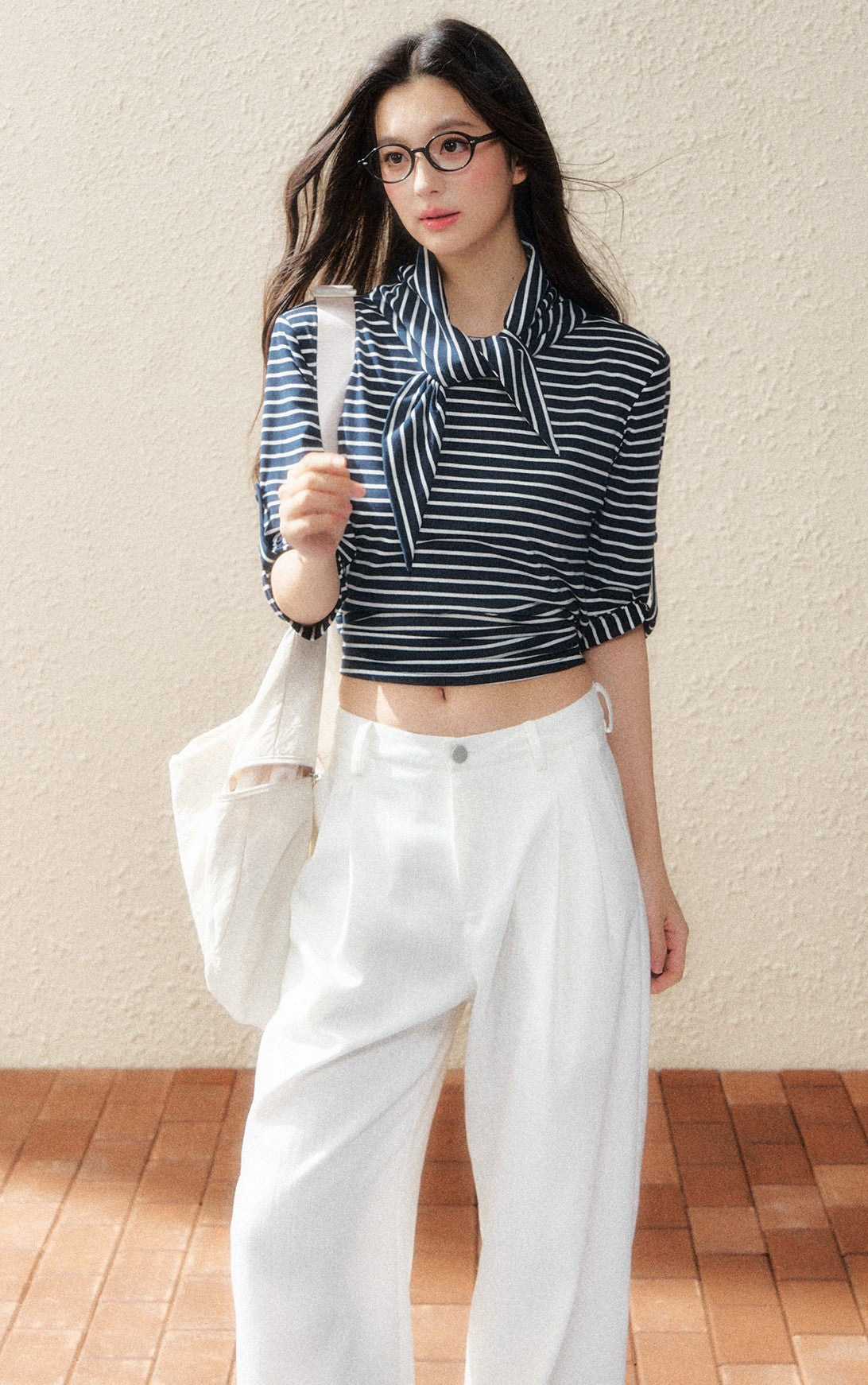 Striped Mid-sleeve T-shirt SHI0183