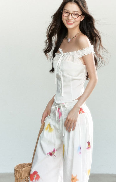 White Bow Design Slim Top SHI0166