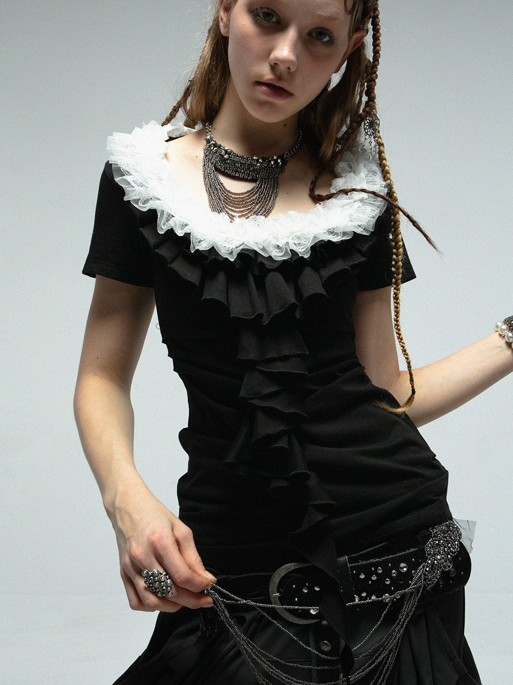 Multi-layer Lace Ruffles T-shirt DOU0107
