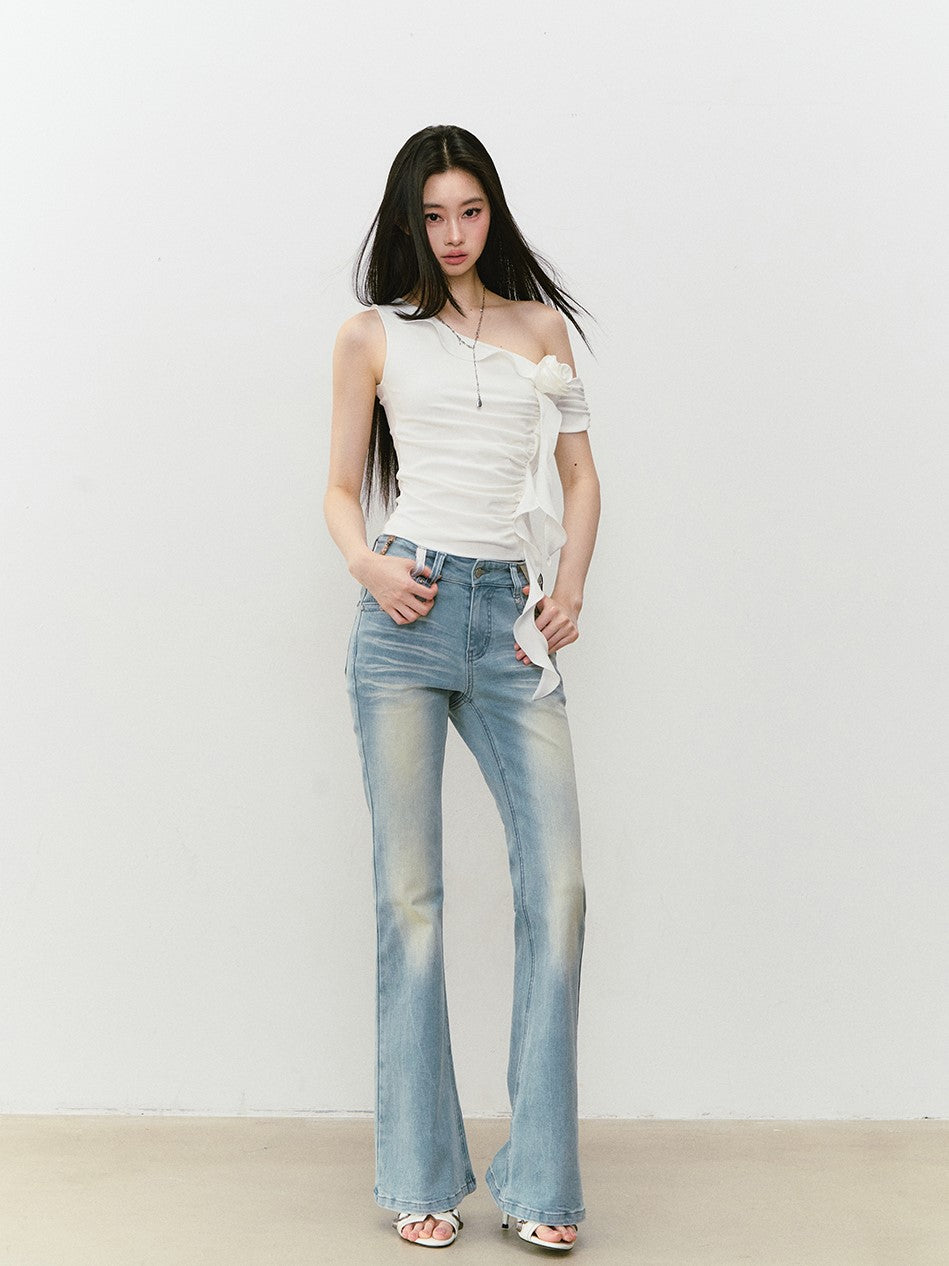 Waist Slim Retro Flared Jeans VIA0329