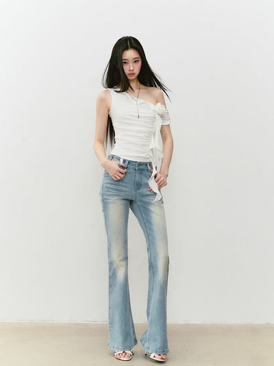 Waist Slim Retro Flared Jeans VIA0329