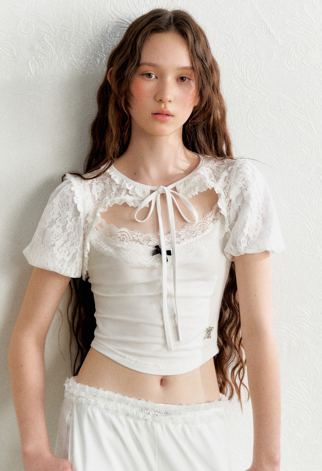 Lace Short Shawl/Lace Collar Camisole AYF0052