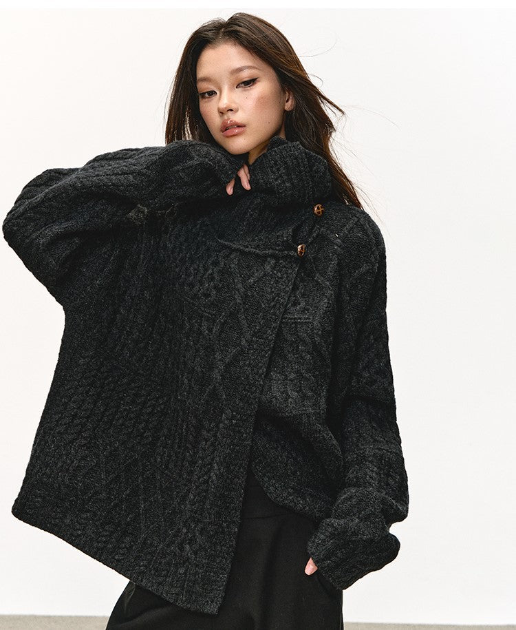 High-Neck Relaxed Design Unique Sweater ANA0083