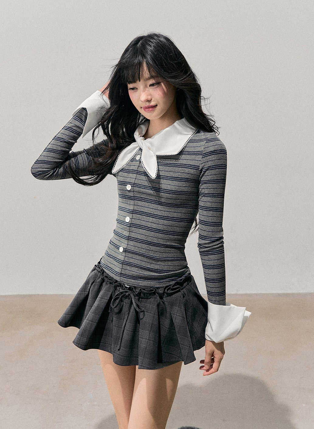 Faux Two-Piece Striped T-Shirt DIA0708