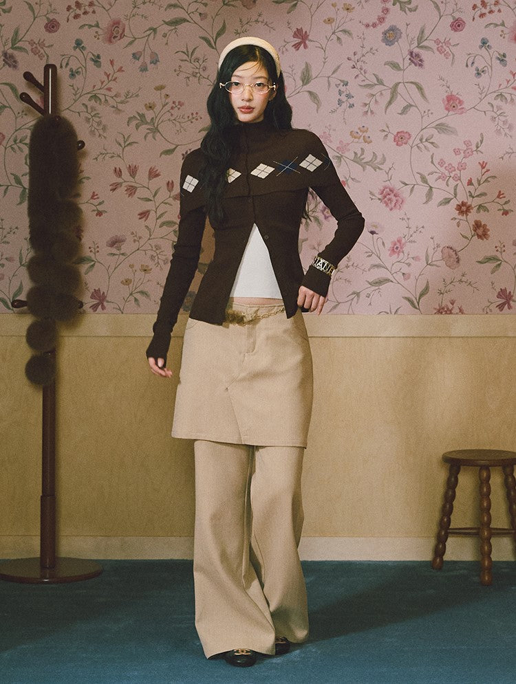 Faux Two-Piece Layered Wide-Leg Pants LAL0231