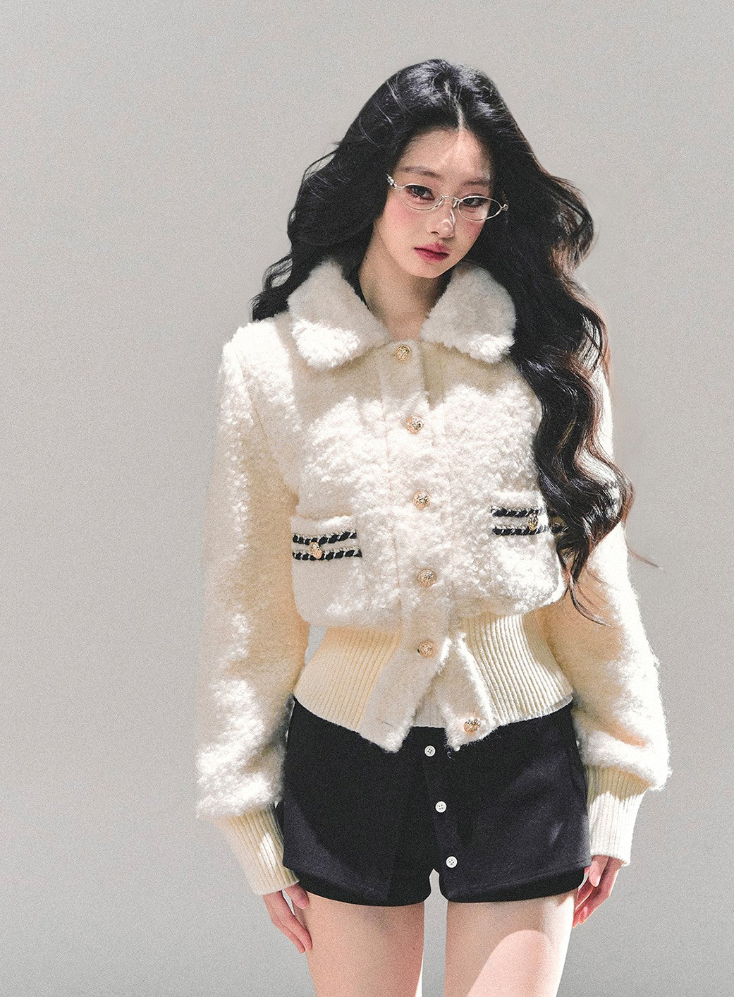 White Wool Quilted Thick Jacket DIA0673