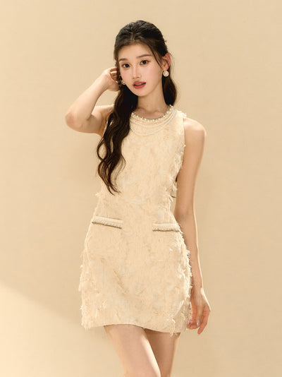 Feathery Sleeveless A-line Dress OSH0138