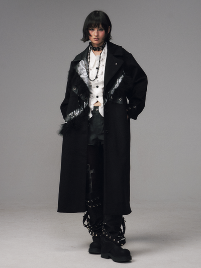 Punk Rock Print Patchwork Long Coat FRU0132