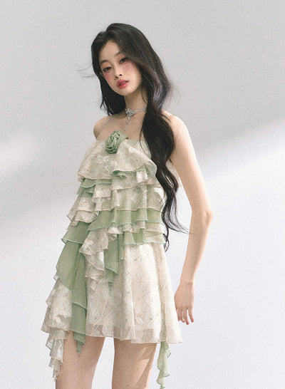 Lace Floral Suspender Dress DIA0440