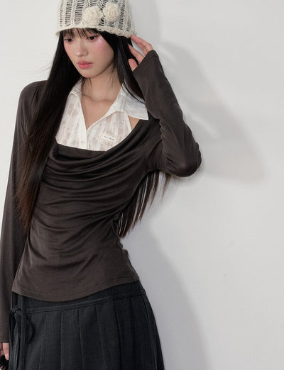 Fake Two-piece Slim-fit Top SOO0026
