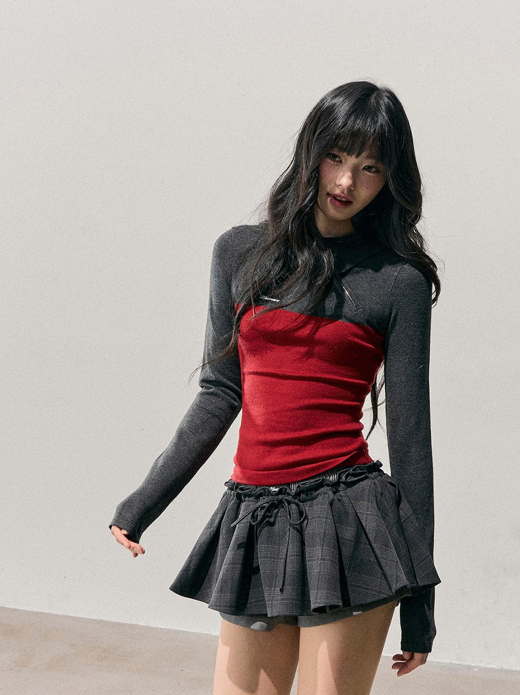 Long-Sleeve Polo Block Color T-Shirt DIA0741