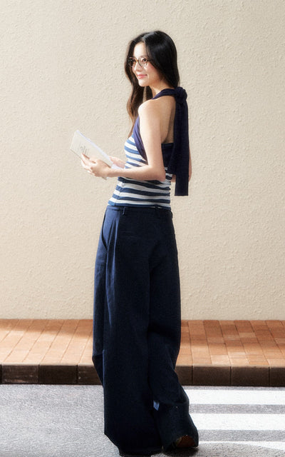 Striped Tube Top/Long-sleeved Cardigan SHI0181