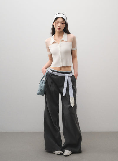 Low Waist Wide Leg Suit Pants LAL0166