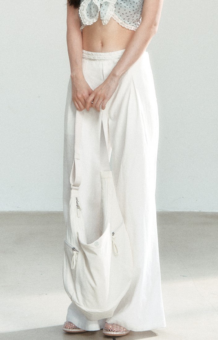White Straight Casual Loose Pants SHI0163