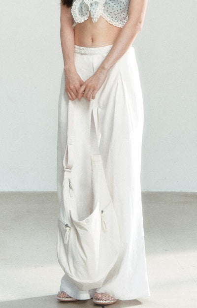 White Straight Casual Loose Pants SHI0163