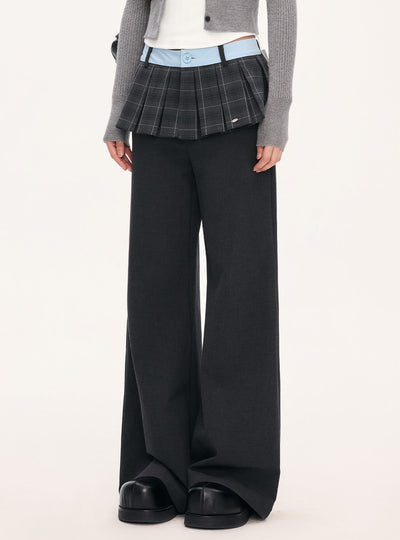 High-Waisted Design Plaid Skirt Flared Pants WEE0074