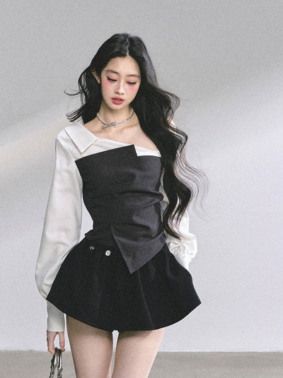 Fake Two-piece Off-shoulder Shirt DIA0556
