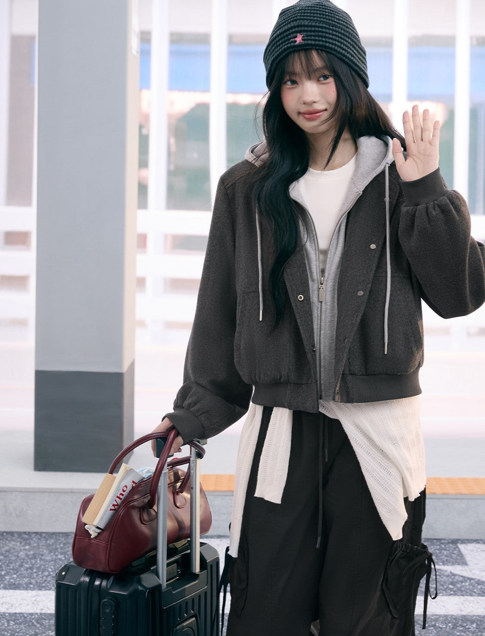 Detachable Faux Two-piece Hooded Jacket WEE0078