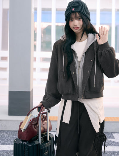 Detachable Faux Two-piece Hooded Jacket WEE0078